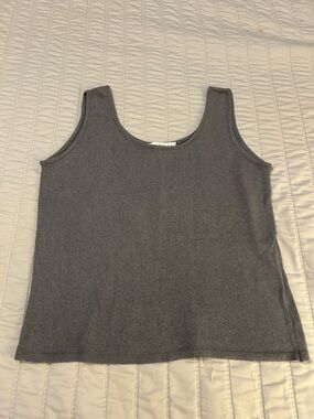 Jaeger - Linen Knit Tank Top - Size Medium, Gray